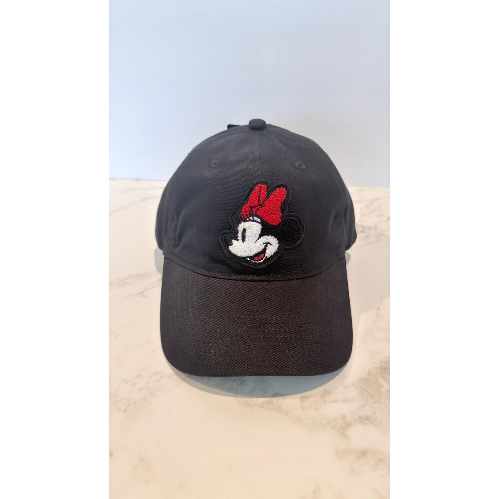 NWT Disney Minnie Mouse Chenille Patch Adjustable Baseball Cap - Black
